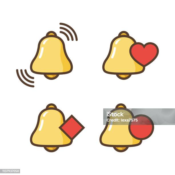 Notification Bell Icon New Message Bell Icons With The Different Status  Vector Flat Illustration Isolated On White Background Stock Illustration -  Download Image Now - iStock