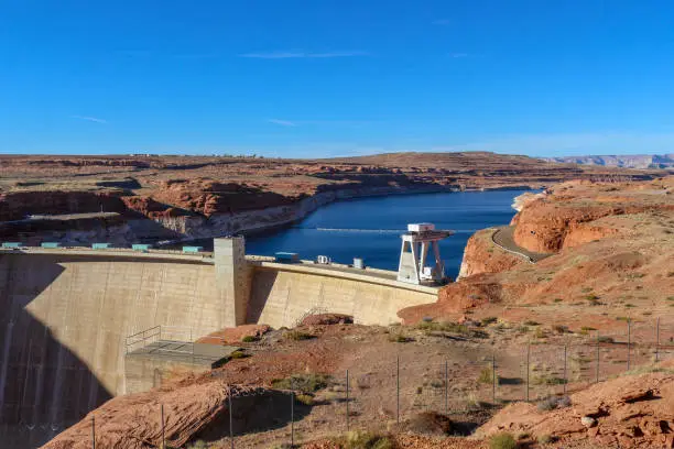 Photo of Famous Lake Powell (Glenn Canyon) Dam Near Page, Arizona, USA