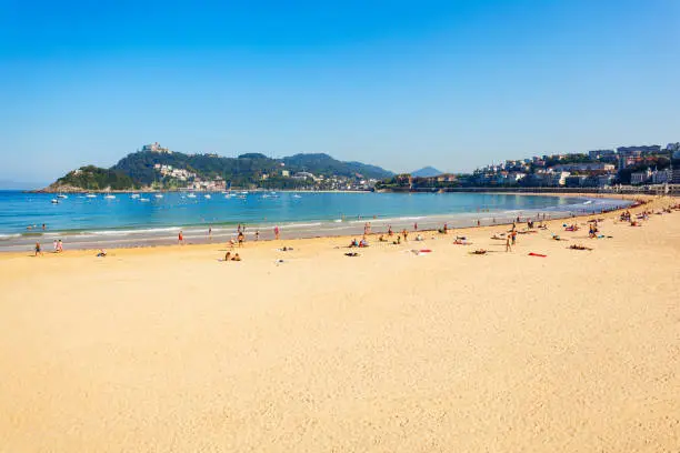 San Sebastian city beach in the Donostia San Sebastian city, Basque Country in northern Spain