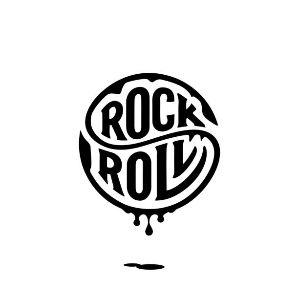 ilustrações de stock, clip art, desenhos animados e ícones de rock and roll circle lettering with ink white - guitar electric guitar modern rock metal
