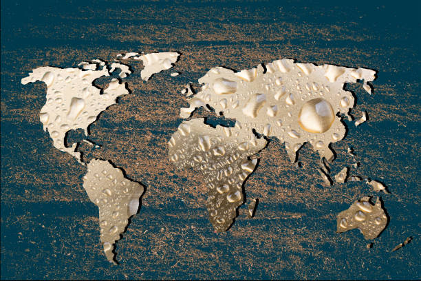 istock Roughly outlined world map with water drop fillings 1137945554