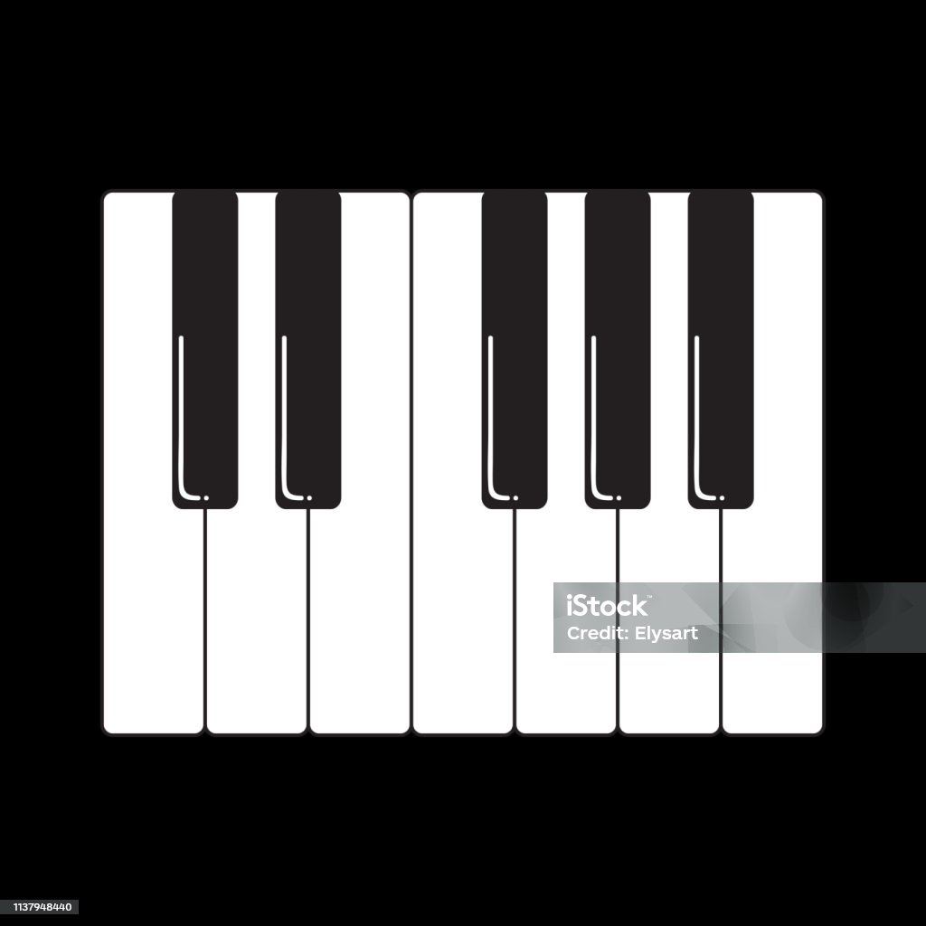 Cartoon Piano Keys Vector Illustration Isolated On Black Background
