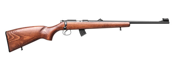 istock wooden hunting rifle isolated on white background 1137949564