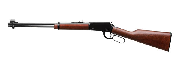 istock Old American wild west rifle isolated on white background 1137949590
