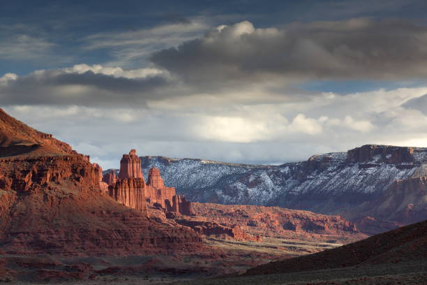 Fisher Towers in cloudy weather