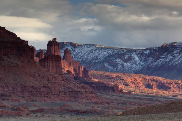 istock Fisher Towers in cloudy weather 1137952590