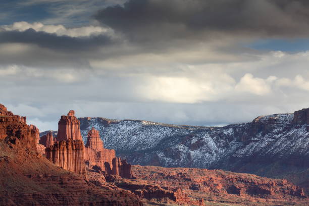 istock Fisher Towers in cloudy weather 1137952599