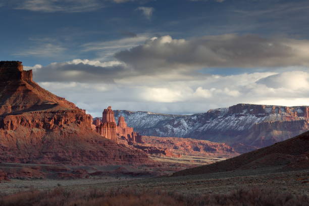 Fisher Towers in cloudy weather