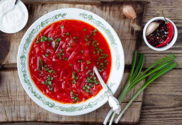istock Traditional  Ukrainian vegetarian beet red soup - borscht 1137953809