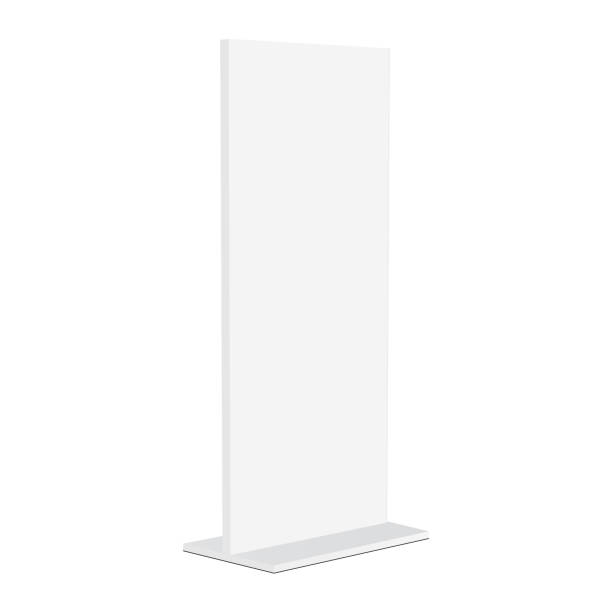 白の背景に孤立広告スタンドバナーのモックアップ-ハーフサイドビュー - トーテムポール点のイラスト素材／クリップアート素材／マンガ素材／アイコン素材