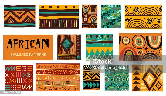 istock Seamless African modern art patterns. Vector collection 1137956705