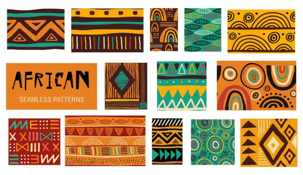 Vector illustration of Seamless African modern art patterns. Vector collection