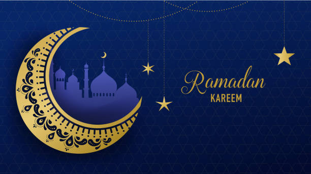 ilustrações, clipart, desenhos animados e ícones de bandeira de ramadan kareem, cartão. fundo islâmico da lanterna e da lua. ilustração do vetor - god spirituality religion metal