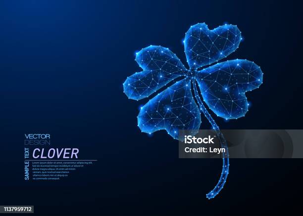 Abstract Polygonal Light Design Of Fourleaf Clover Stock Illustration - Download Image Now