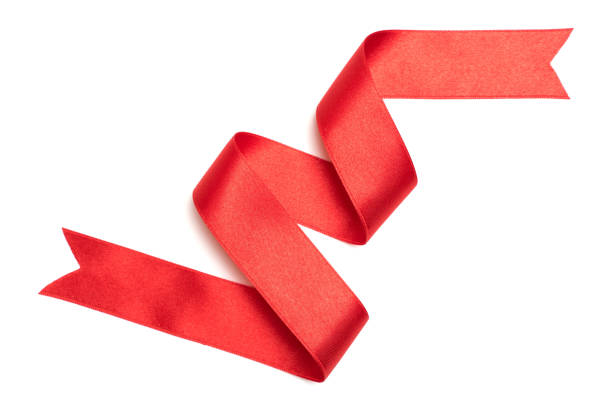 istock Red ribbon border isolated on white background 1137960399