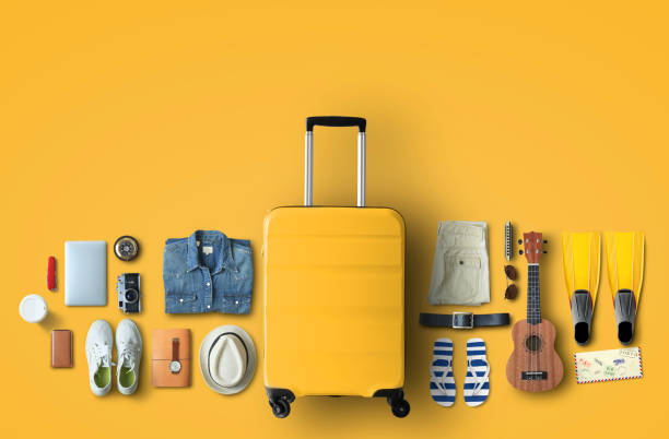 Travel concept with a large suitcase stock photo