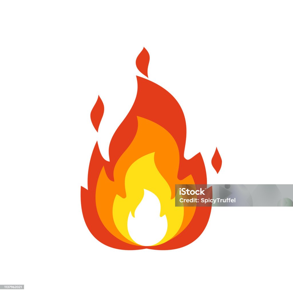Brand flamma ikon. Isolerad brasa skylt, uttrycks symbol Flame symbol isolerad på vit, brand Emoji och logo typ illustration - Royaltyfri Eld vektorgrafik