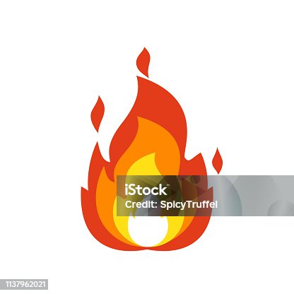 istock Fire flame icon. Isolated bonfire sign, emoticon flame symbol isolated on white, fire emoji and logo illustration 1137962021