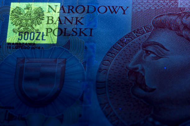 istock Polish 500 zloty in UV rays 1137963092