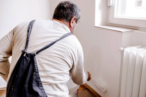 istock House Painter with the Paint Roller is Painting the White Wall in Home Interior 1137963099