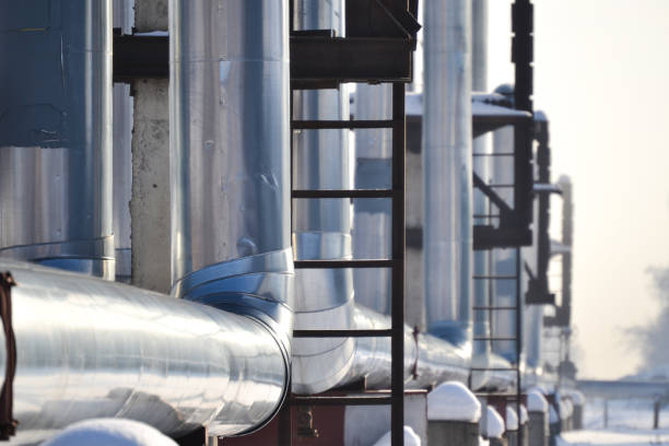 istock Pipelines, pipes. Abstract industrial background. Winter. Russia. 1137963857