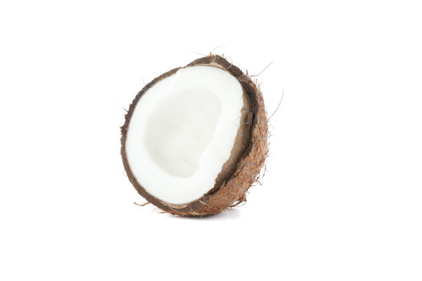 istock Half ripe coconut isolated on white background 1137963888