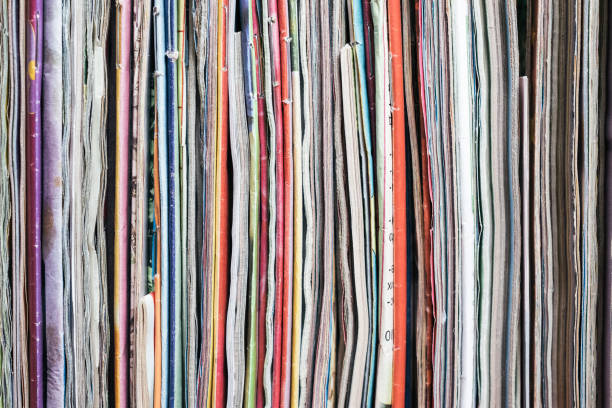 istock Macro closeup of pages in stack magazines 1137965118