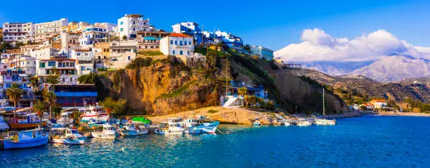 Photo of Crete island, scenic traditional fishing village Agia galini, popular tourist place in south. Greece