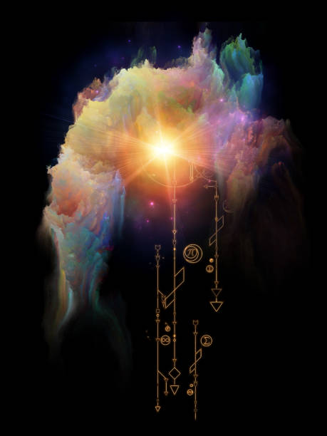 공간의 기하학. - dreams abstract allegory painting astrology 뉴스 사진 이미지