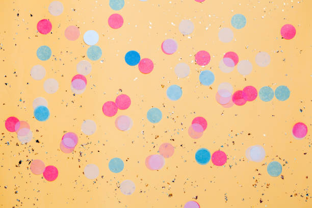 istock Pink confetti background. Top view, flat lay. 1137966987