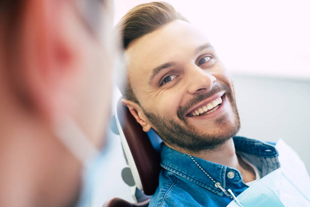 a perfect result of a dentists work which is seen in the beautiful and white smile on a