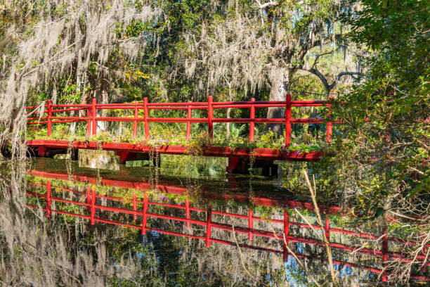 istock Red Bridge over South Carolina Lake 1137970892