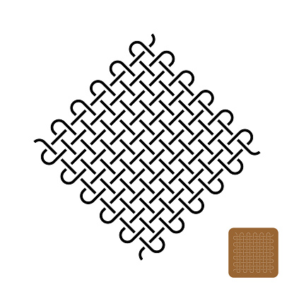 Knots weave symbol illustration. Woven tight lines symbol. Adjustable stroke outline width.