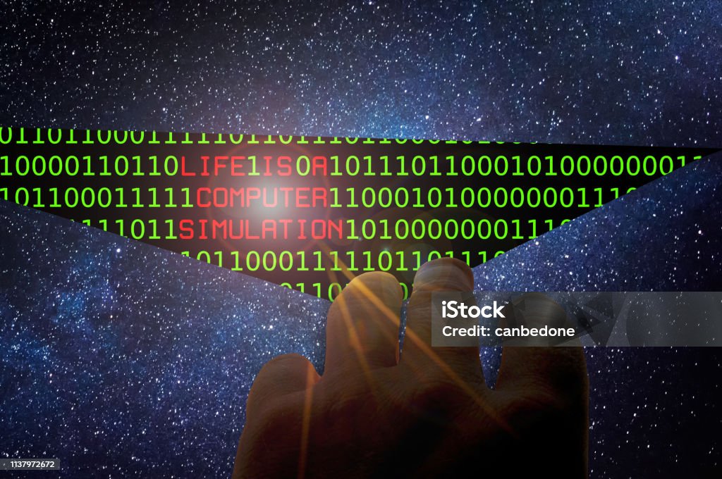 Hand Opening Space Discovering Digital Binary Code Simulation Stock ...