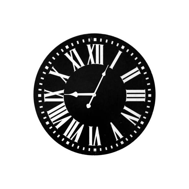 istock Time goes by on the clock - Black wall clock roman numeral, old vintage clock 1137973430