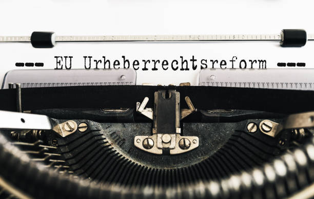 istock typescript text EU Urheberrechtsreform, German for European Union Copyright reform, written on old manual typewriter 1137973462