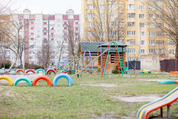 istock A children's playground, a slider located on the sand 1137974200