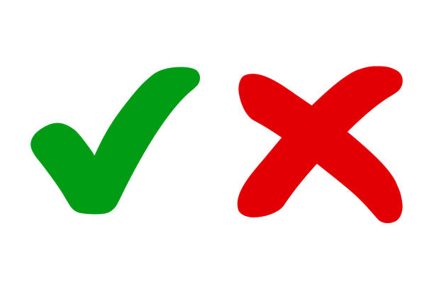 Check mark and cross icons - vector Check mark and cross icons - vector irritation stock illustrations
