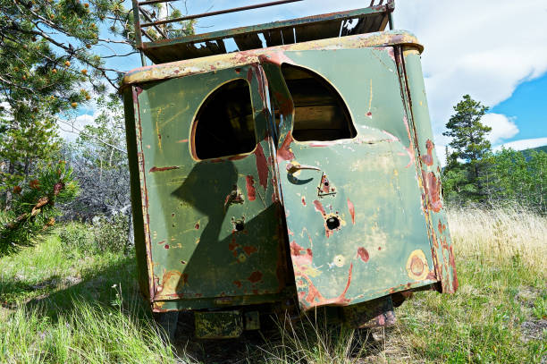 istock Antique wrecked military van found in the canadian forest 1137976893