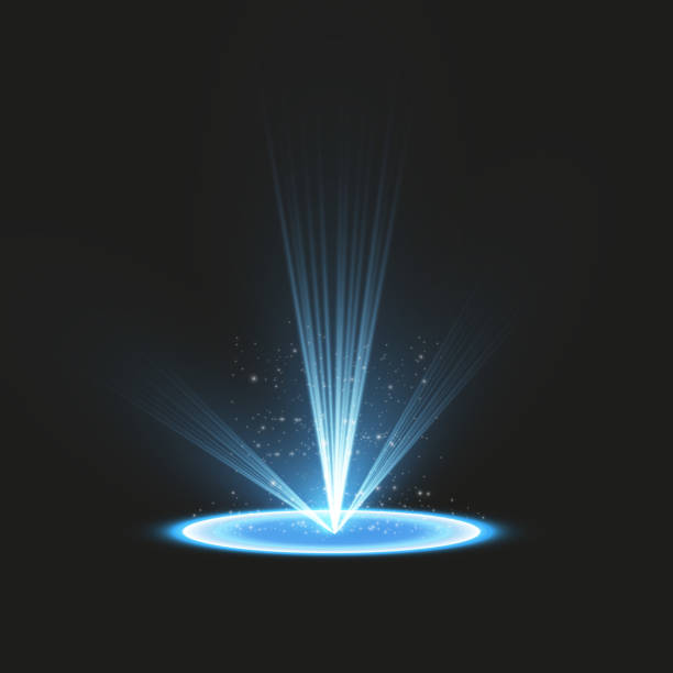 istock Futuristic teleport. Magic fantasy portal. Light effect. Blue candles rays of a night scene with sparks on a transparent background. Empty light effect of the podium. Disco club dancefloor. 1137978450