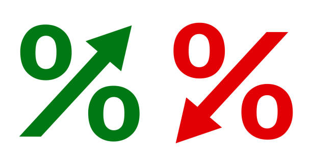 위쪽 및 아래쪽 백분율 아이콘-스톡 벡터 - percentage sign stock illustrations