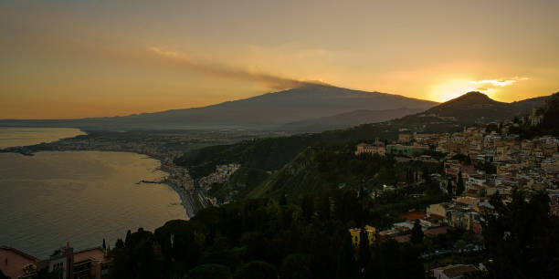 istock Sunset at Taormina and Etna 1137979434