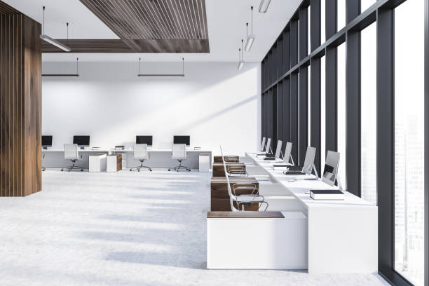istock White and wooden office interior 1137981817