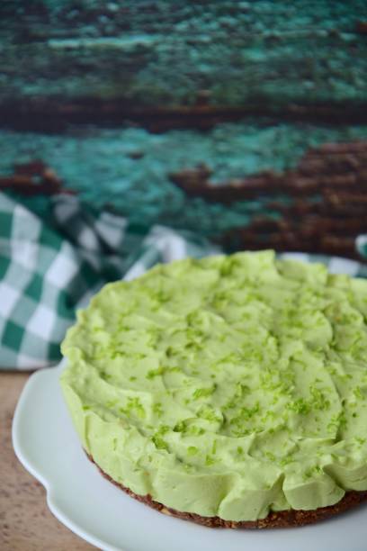 istock Homemade no-bake avocado lime cheesecake with date pecan crust 1137987208
