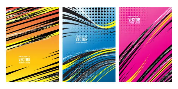 Vector illustration of Template for book cover, title page, presentation, annual report. Effect motion lines. Background with effect explosion. Template for design. Vector