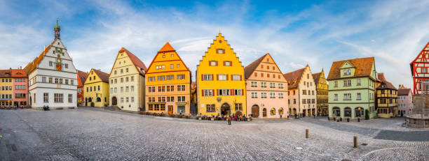 中世の町、ローテンブルク・オプ・デア・タウバーの夏、バイエルン、ドイツ - village germany german culture landscape ストックフォトと画像