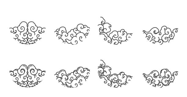 Japan Cloud Traditional Vector Set Asian Art Thai Chinese Oriental Stock  Illustration - Download Image Now - iStock