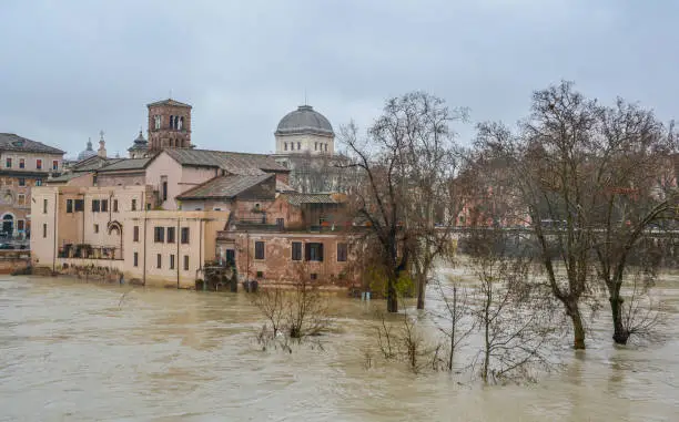 Photo of Tiber food near Tiberina Island, Rome