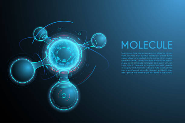 molekül mit futuristischer schnittstelle - moleküle stock-grafiken, -clipart, -cartoons und -symbole