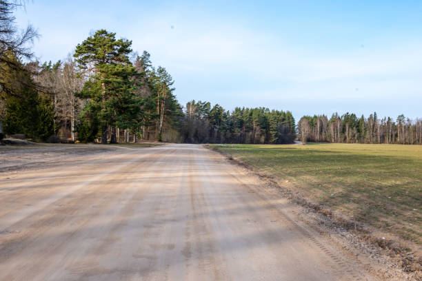 istock empty gravel road in autumn 1138003332